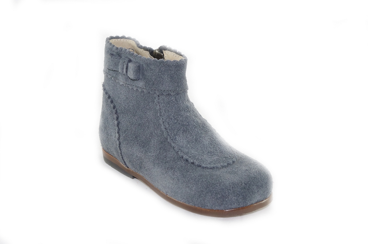 Bottes Bébé Fille Little Mary Vivaldi - En Cuir Souple, Tige Cheville, Semelle Caoutchouc, Lacets, Pour Marche Et Sorties